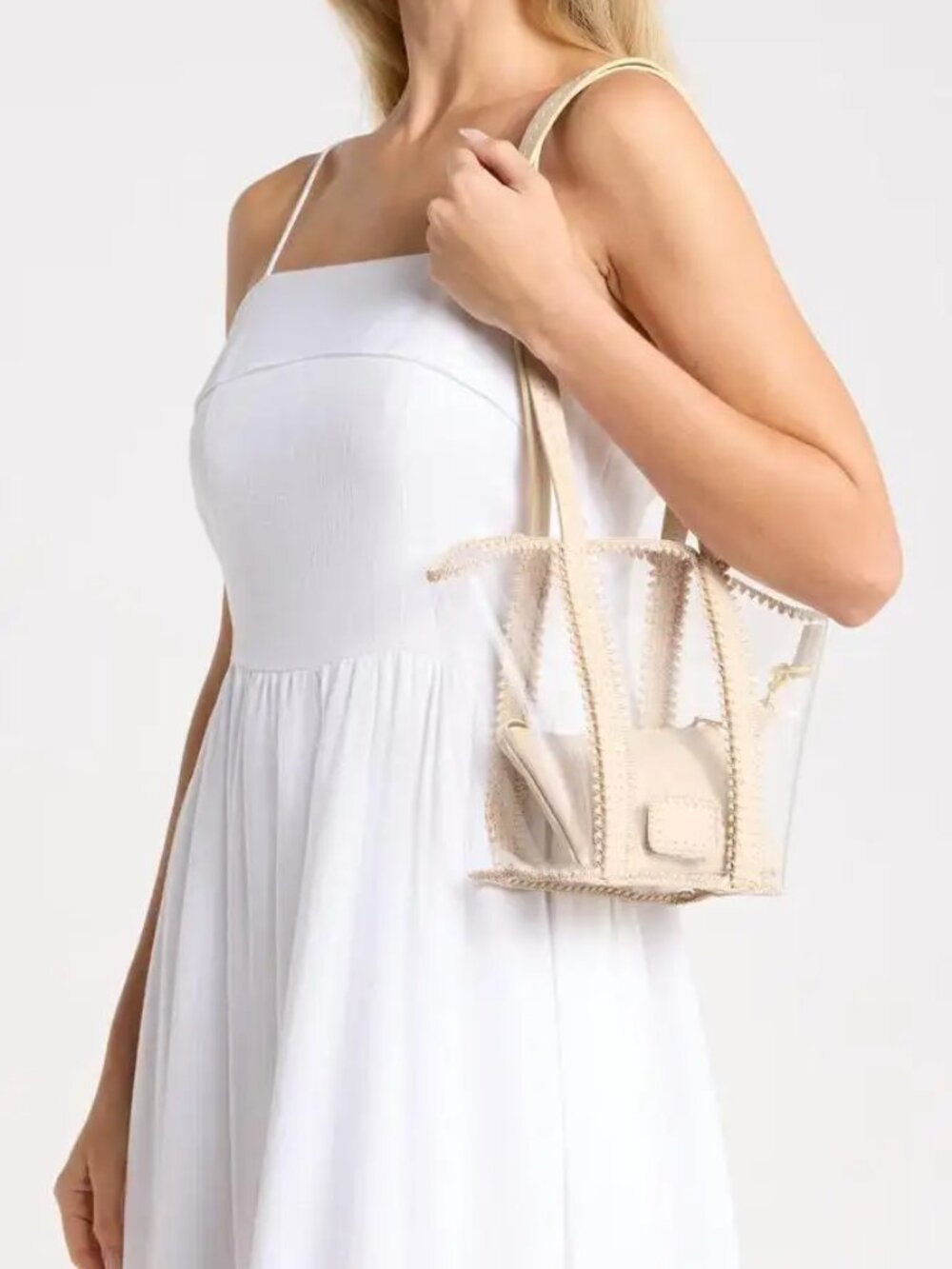 Aimee Kestenberg Transparent Paradise Large Tote Bag Chalk NWT